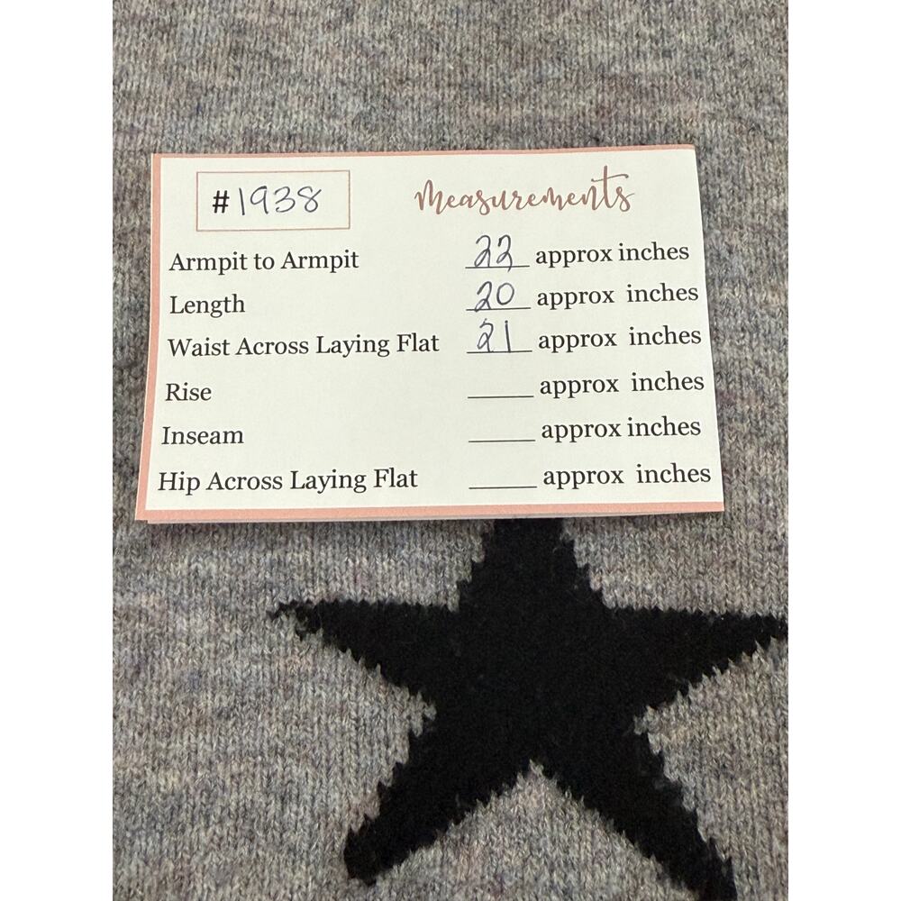 Theo Spence Gray Black w/Star Print Oversized Long Sleeve Sweater Top Size M - Picture 9 of 9
